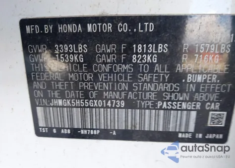 2016 Honda Fit Lx from USA, damaged, VIN JHMGK5H55GX014739